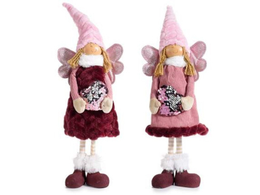 Plüsch Engel mit Pailletten-Herz 45cm 2fach